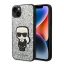 Karl Lagerfeld Glitter Flakes Ikonik Apple iPhone 14 Plus hátlap tok, ezüst