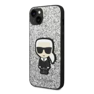   Karl Lagerfeld Glitter Flakes Ikonik Apple iPhone 14 Plus hátlap tok, ezüst