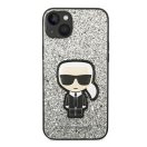 Karl Lagerfeld Glitter Flakes Ikonik Apple iPhone 14 Plus hátlap tok, ezüst