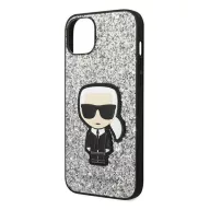   Karl Lagerfeld Glitter Flakes Ikonik Apple iPhone 14 Plus hátlap tok, ezüst