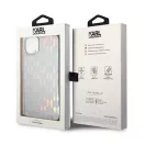 Karl Lagerfeld Monogram Iridescent Apple iPhone 14 Plus hátlap tok, ezüst