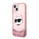 Karl Lagerfeld Glitter Choupette Head Apple iPhone 14 Plus hátlap tok, rózsaszín