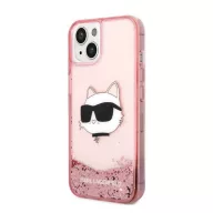   Karl Lagerfeld Glitter Choupette Head Apple iPhone 14 Plus hátlap tok, rózsaszín