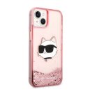 Karl Lagerfeld Glitter Choupette Head Apple iPhone 14 Plus hátlap tok, rózsaszín