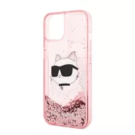   Karl Lagerfeld Glitter Choupette Head Apple iPhone 14 Plus hátlap tok, rózsaszín