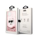 Karl Lagerfeld Glitter Choupette Head Apple iPhone 14 Plus hátlap tok, rózsaszín