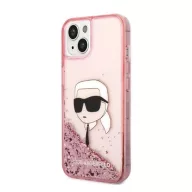   Karl Lagerfeld Glitter Karl Head Apple iPhone 14 Plus hátlap tok, rózsaszín