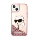 Karl Lagerfeld Glitter Karl Head Apple iPhone 14 Plus hátlap tok, rózsaszín