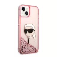   Karl Lagerfeld Glitter Karl Head Apple iPhone 14 Plus hátlap tok, rózsaszín