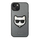 Karl Lagerfeld Saffiano Choupette Head Patch Apple iPhone 14 Plus hátlap tok, ezüst