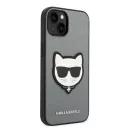 Karl Lagerfeld Saffiano Choupette Head Patch Apple iPhone 14 Plus hátlap tok, ezüst
