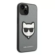   Karl Lagerfeld Saffiano Choupette Head Patch Apple iPhone 14 Plus hátlap tok, ezüst