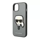Karl Lagerfeld Saffiano Karl's Head Patch Apple iPhone 14 Plus hátlap tok, ezüst