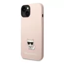 Karl Lagerfeld Silicone Choupette Body Apple iPhone 14 Plus hátlap tok, halvány rózsaszín