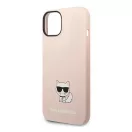 Karl Lagerfeld Silicone Choupette Body Apple iPhone 14 Plus hátlap tok, halvány rózsaszín