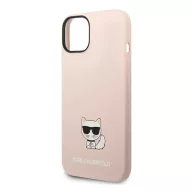   Karl Lagerfeld Silicone Choupette Body Apple iPhone 14 Plus hátlap tok, halvány rózsaszín