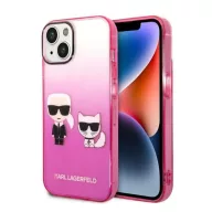   Karl Lagerfeld Gradient Ikonik Karl & Choupette Apple iPhone 14 Plus hátlap tok, rózsaszín