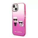 Karl Lagerfeld Gradient Ikonik Karl & Choupette Apple iPhone 14 Plus hátlap tok, rózsaszín