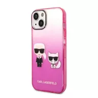   Karl Lagerfeld Gradient Ikonik Karl & Choupette Apple iPhone 14 Plus hátlap tok, rózsaszín