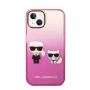 Karl Lagerfeld Gradient Ikonik Karl & Choupette Apple iPhone 14 Plus hátlap tok, rózsaszín
