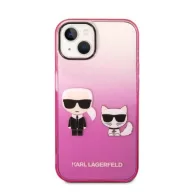   Karl Lagerfeld Gradient Ikonik Karl & Choupette Apple iPhone 14 Plus hátlap tok, rózsaszín