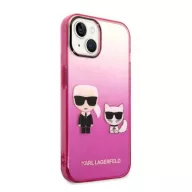   Karl Lagerfeld Gradient Ikonik Karl & Choupette Apple iPhone 14 Plus hátlap tok, rózsaszín