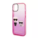 Karl Lagerfeld Gradient Ikonik Karl & Choupette Apple iPhone 14 Plus hátlap tok, rózsaszín