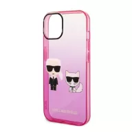   Karl Lagerfeld Gradient Ikonik Karl & Choupette Apple iPhone 14 Plus hátlap tok, rózsaszín