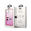 Karl Lagerfeld Gradient Ikonik Karl & Choupette Apple iPhone 14 Plus hátlap tok, rózsaszín