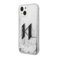   Karl Lagerfeld Liquid Glitter Big KL Apple iPhone 14 hátlap tok, ezüst