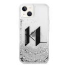 Karl Lagerfeld Liquid Glitter Big KL Apple iPhone 14 hátlap tok, ezüst