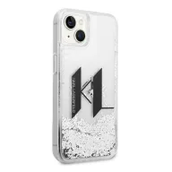   Karl Lagerfeld Liquid Glitter Big KL Apple iPhone 14 hátlap tok, ezüst