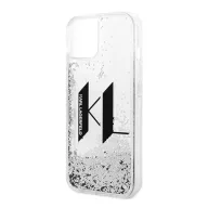   Karl Lagerfeld Liquid Glitter Big KL Apple iPhone 14 hátlap tok, ezüst