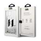 Karl Lagerfeld Liquid Glitter Big KL Apple iPhone 14 hátlap tok, ezüst