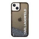 Karl Lagerfeld Liquid Glitter Elong Apple iPhone 14 hátlap tok, fekete