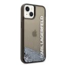Karl Lagerfeld Liquid Glitter Elong Apple iPhone 14 hátlap tok, fekete