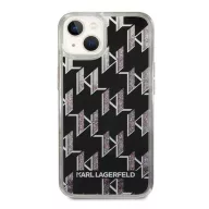   Karl Lagerfeld Liquid Glitter Monogram Apple iPhone 14 hátlap tok, fekete