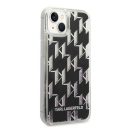 Karl Lagerfeld Liquid Glitter Monogram Apple iPhone 14 hátlap tok, fekete