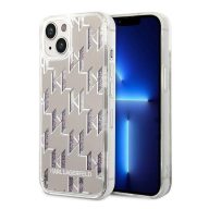   Karl Lagerfeld Liquid Glitter Monogram Apple iPhone 14 hátlap tok, ezüst