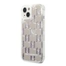 Karl Lagerfeld Liquid Glitter Monogram Apple iPhone 14 hátlap tok, ezüst
