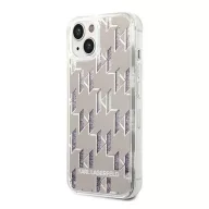   Karl Lagerfeld Liquid Glitter Monogram Apple iPhone 14 hátlap tok, ezüst