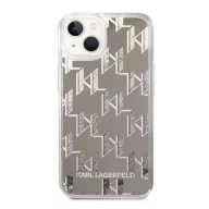   Karl Lagerfeld Liquid Glitter Monogram Apple iPhone 14 hátlap tok, ezüst