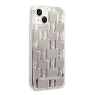   Karl Lagerfeld Liquid Glitter Monogram Apple iPhone 14 hátlap tok, ezüst