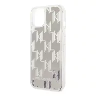   Karl Lagerfeld Liquid Glitter Monogram Apple iPhone 14 hátlap tok, ezüst