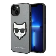   Karl Lagerfeld Choupette Head Patch Apple iPhone 14 hátlap tok, ezüst