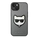 Karl Lagerfeld Choupette Head Patch Apple iPhone 14 hátlap tok, ezüst