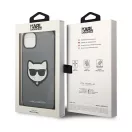Karl Lagerfeld Choupette Head Patch Apple iPhone 14 hátlap tok, ezüst