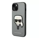 Karl Lagerfeld Saffiano Karl's Head Patch Apple iPhone 14 hátlap tok, ezüst