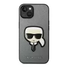 Karl Lagerfeld Saffiano Karl's Head Patch Apple iPhone 14 hátlap tok, ezüst