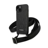   Karl Lagerfeld Monogram Plaque Logo Strap Apple iPhone 14 hátlap tok, fekete